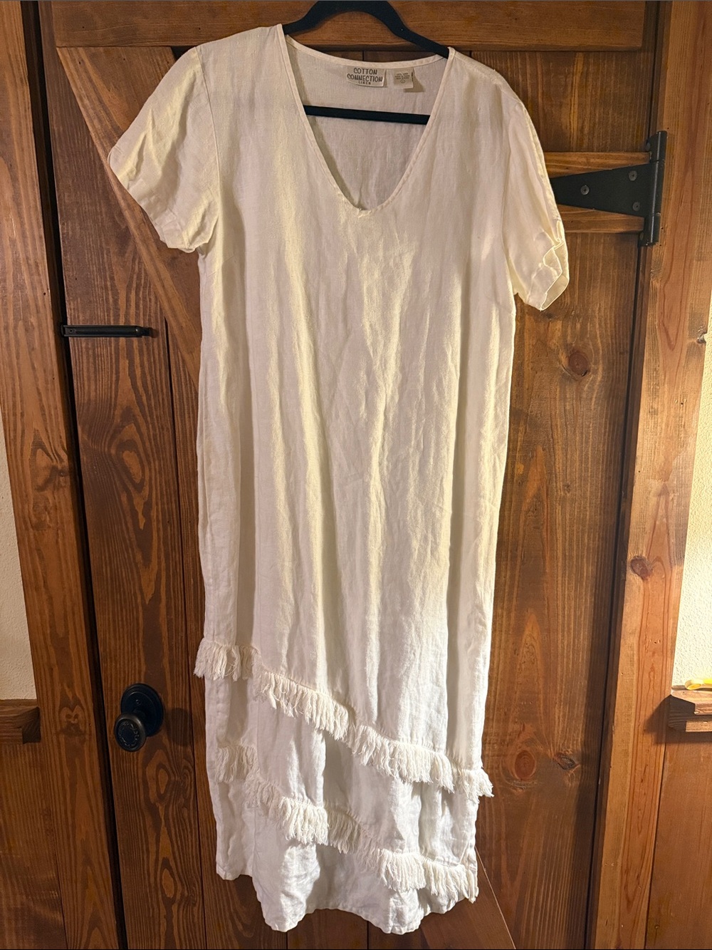 Cotton On White V-Neck Tassel Hem Dress